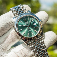 Rolex Green krinkle Dail | Date Adjust | Jubilee Chain