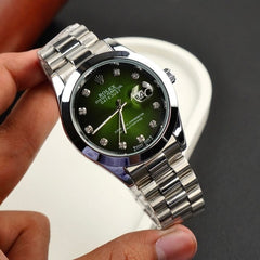 Rolex Watch – Silver with green Dial