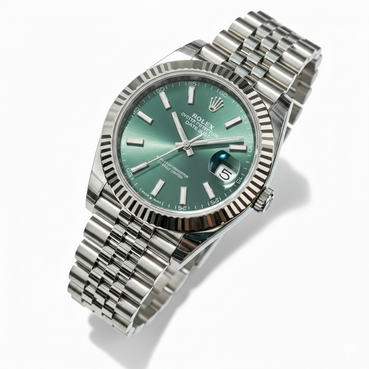 Rolex Green krinkle Dail | Date Adjust | Jubilee Chain