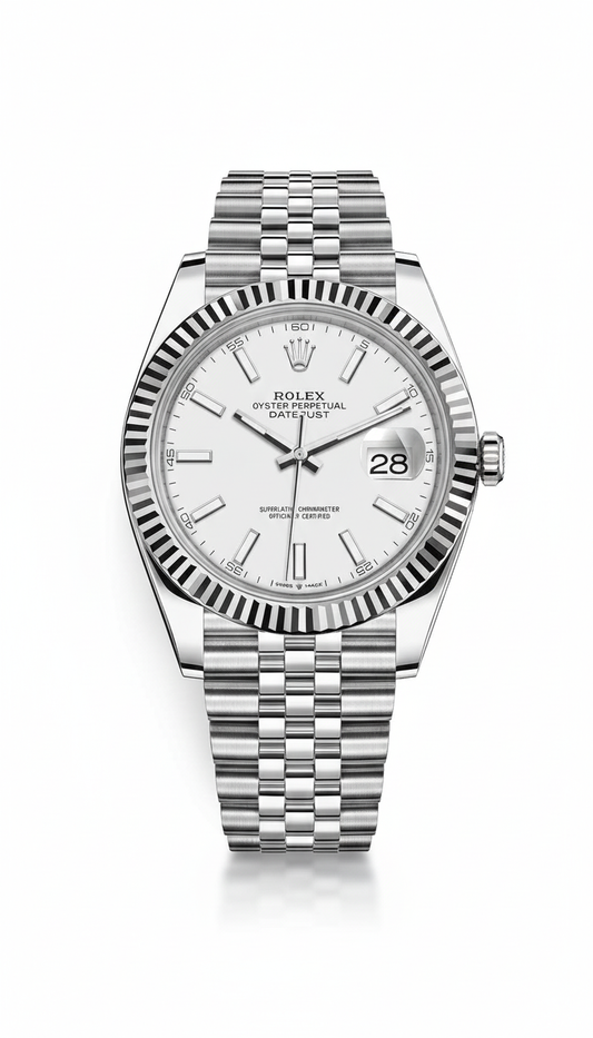 Rolex White Krinkle Dial | Date adjust | Jubilee Chain