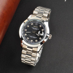 Rolex Watch – silver with black Dial